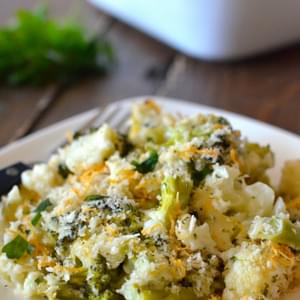 Cheesy Broccoli Cauliflower Bake