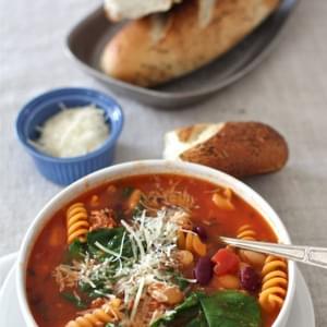 Sausage, Bean & Pasta Soup with Spinach