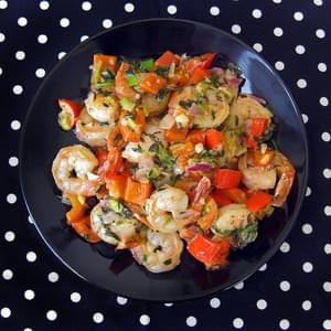 Festive, Italian-Style Shrimp & Red Bell Peppers in Garlic Sauce