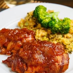 Slow Cooker Bacon Wrapped Apple BBQ Chicken