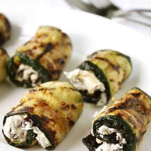 Grilled Zucchini Rolls with Herbed Goat Cheese & Kalamata Olives