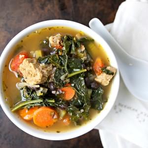Kale, Quinoa and Black Bean Soup with Italian Sausage
