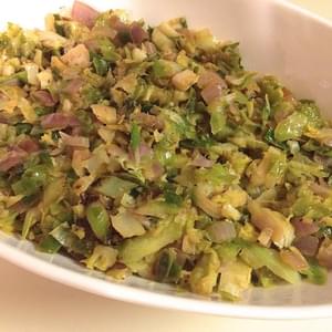 Lemony Shaved Brussels Sprouts with Pine Nuts