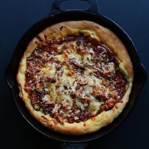 Simple Deep Dish Roasted Veggie Pizza