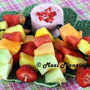 Mini Fruit Kabobs with Strawberry Yogurt Dip