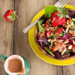Spring Salad with Strawberry Lemon Basil Dressing