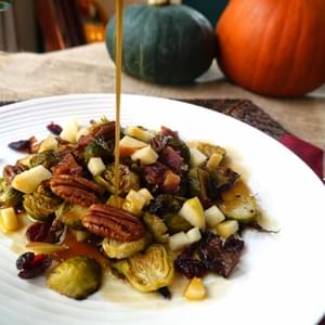 Roasted Brussels Salad with Pecans, Bacon and Apple Cider Dressing