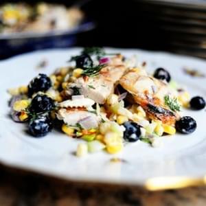 Grilled Chicken Salad with Feta, Fresh Corn, and Blueberries