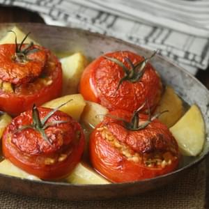 Greek Baked Stuffed Tomatoes with Rice (Yemista)