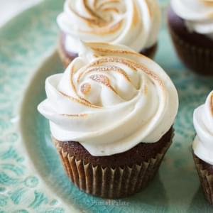 Grain-free Chocolate Cupcakes with Toasted Marshmallow Topping