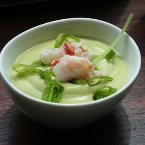 Cold Avocado Soup with Lobster and Scallion
