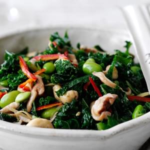 Kale, Mushroom And Cashew Stir-fry