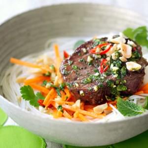 Grilled Beef, Carrot And Rice Noodle Salad