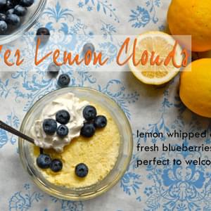 Meyer Lemon Clouds with Lemon Whipped Cream and Fresh Blueberries