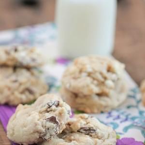 White and Chocolate Chunk Cookies with Marshmallow Bits and Toffee
