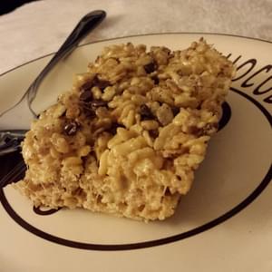 Salted Caramel Rice Krispie Treats with Mini Chocolate Chips