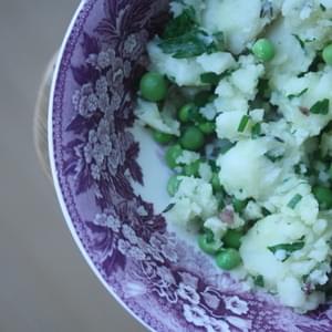 Smashed New Potatoes with Fresh Peas, Parsley, and Chives