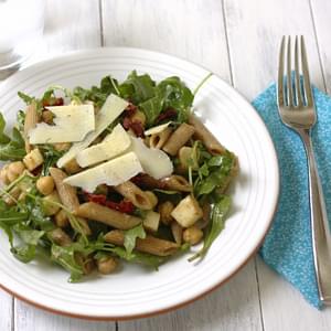 Arugula Salad with Penne, Chickpeas, and Sun Dried Tomatoes