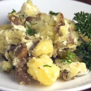 Smashed Potatoes w/ Goat’s Cheese & Parsley