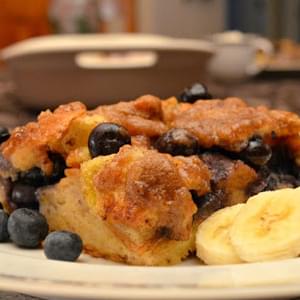 Overnight Blueberry French Toast Bake With Struesel Topping