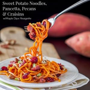 Sweet Potato Noodles with Pancetta, Pecans & Craisins
