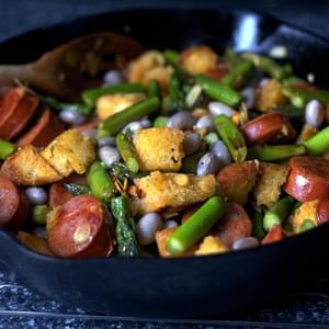 Asparagus with Chorizo and Croutons