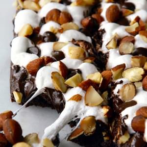 Marshmallow Brownies with Salted Almonds