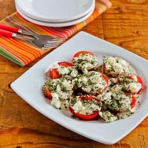 Summer Tomato Salad with Goat Cheese, Basil Vinaigrette, and Fresh Herbs