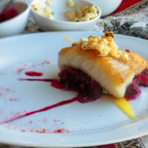 Seared Cod with Bacon Braised Red Cabbage