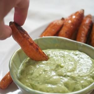 Roasted Carrot Dippers with Herbed Avocado Aioli
