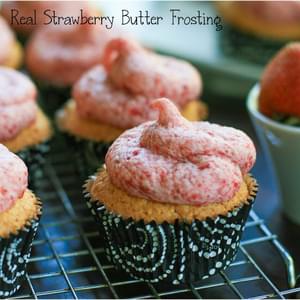 Yellow Cupcake with Real Strawberry Butter Frosting