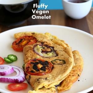 Chickpea flour Vegan Omelet with Onions and Tomato slices