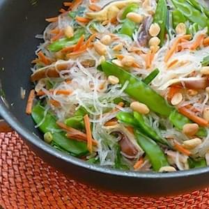 Gingery Asian Noodles with Snow Peas and Shiitake Mushrooms