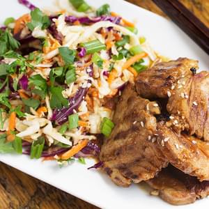 Spicy Grilled Korean Pork with Asian Slaw