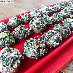 Kale Spinach Bacon Cheese Stuffed Mushrooms
