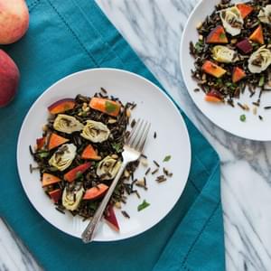 Wild Rice with Artichokes, Peaches + Pine Nuts