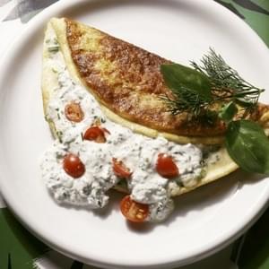 Herb Omelette with Quark Filling & Cherry Tomatoes