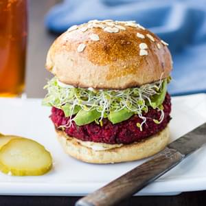 Quinoa, Beet and Chickpea Burgers