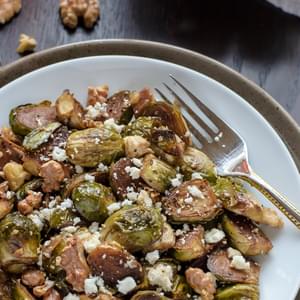 Maple Balsamic Brussels Sprouts with Walnuts and Feta