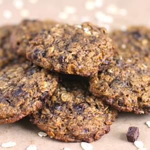 Healthy Nutella Chip Oatmeal Cookies (no sugar added, gluten free, vegan)