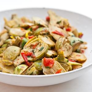 Baby Artichokes with Garlic and Tomatoes
