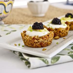 Granola Tart Shells with Greek Yogurt, Lime Curd, and Blackberries