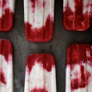 Roasted Strawberry and Toasted Coconut Popsicles