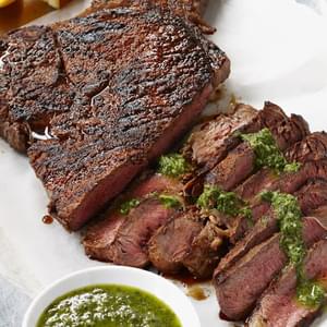 Spice Rubbed Rump Steak with Herb and Mustard Sauce