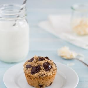 Healthy Banana Coconut Chocolate Chunk Muffins {GF, no added sugar, dairy-free option}