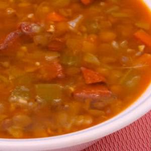 Lentil and Sausage Soup with Cabbage
