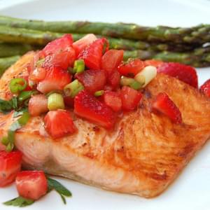 Strawberry Salsa on Grilled Salmon