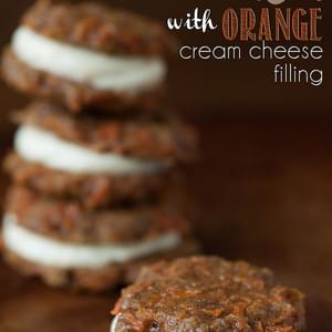 Carrot Sandwich Cookies with Orange Cream Cheese Filling