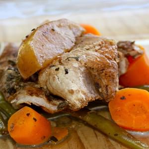 Balsamic Glazed Pork with Apples, Green Beans, and Carrots