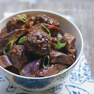 Asian Meatballs with Stir-Fried Eggplant – Low Carb and Gluten Free